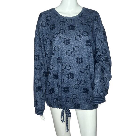 Harry Potter Pajama Set Womens Large Navy Blue Black Wizarding World 2-Piece - Picture 2 of 10